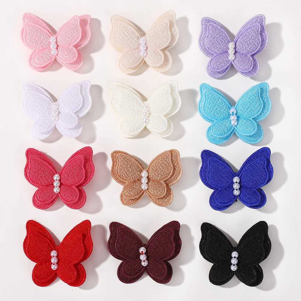 20pcs / ensemble Clips de cheveux papillon pour filles Double couches arc mignon épingles de cheveux coton coton enfants accessoires de cheveux d