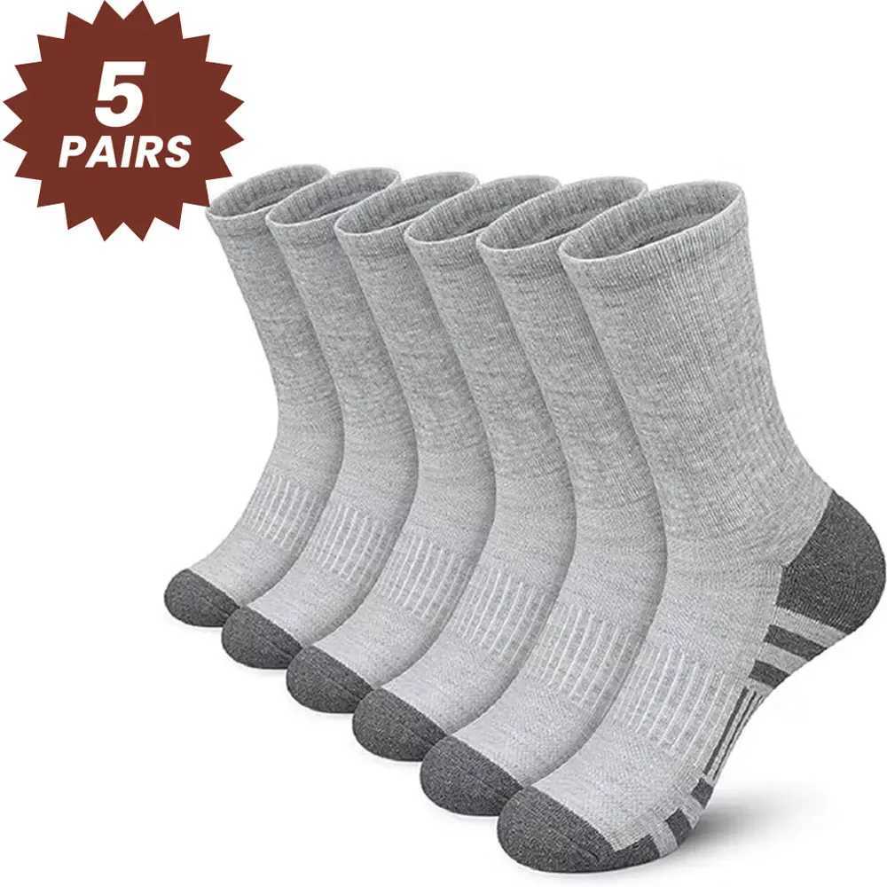 5 paires pour hommes chaussettes athlétiques sportif courent des chaussettes de mollet de mollet à coussin en plein air chaussettes d'équipage ex