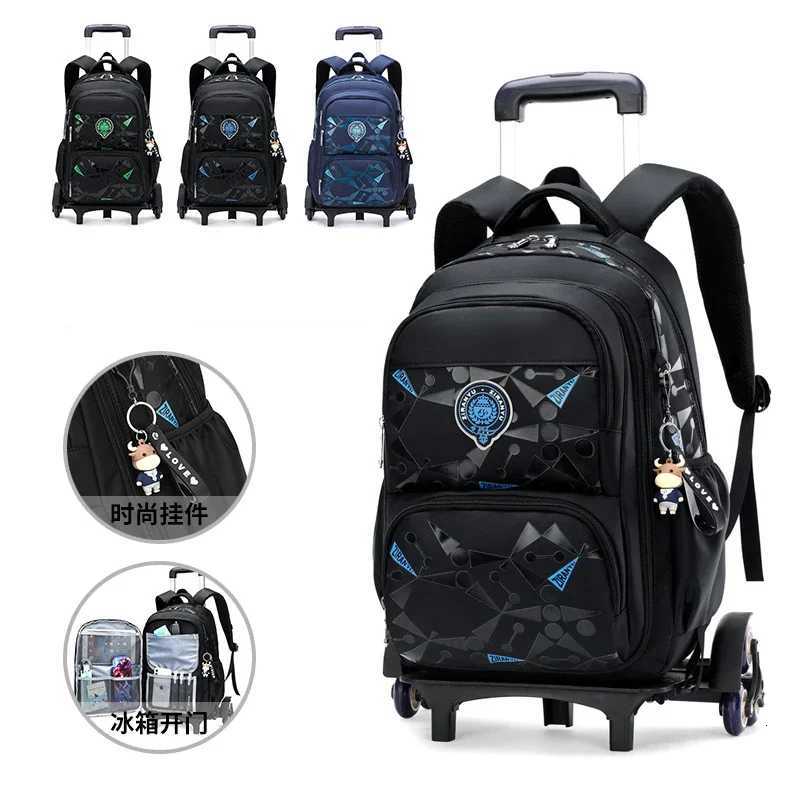 1200pcs/lot School Rolling Backpacks School bags for Boys Trolley bag with Wheels Waterproof Orthopedic School Bag Student Wheeled Backpack X250815