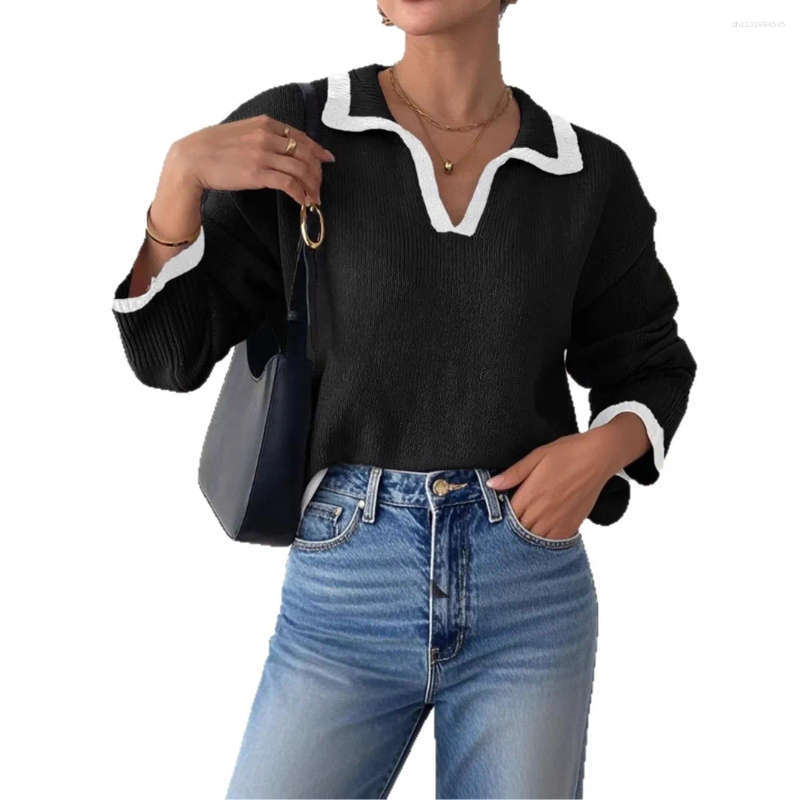 Les chandails pour femmes tops le revers de polo décontracté.