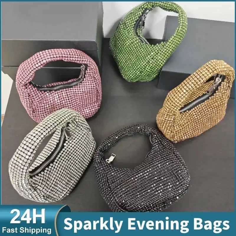 Femmes Sac de soirée scintillantes Couleur en strass Sac à glissière de mode à la mode à la mode Versatiles Sacs de mariage MultifiConctional Sac