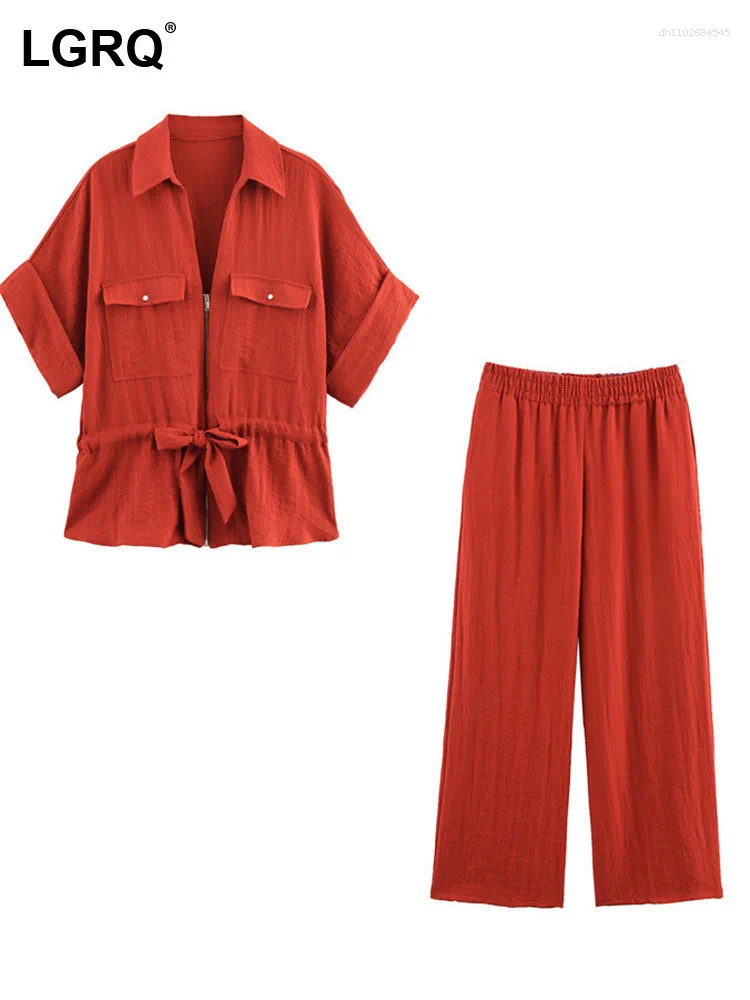 Pantalon de deux pièces pour femmes 2025 Connective de taille à manches courtes d'été et pièces de pièces pleine longueur