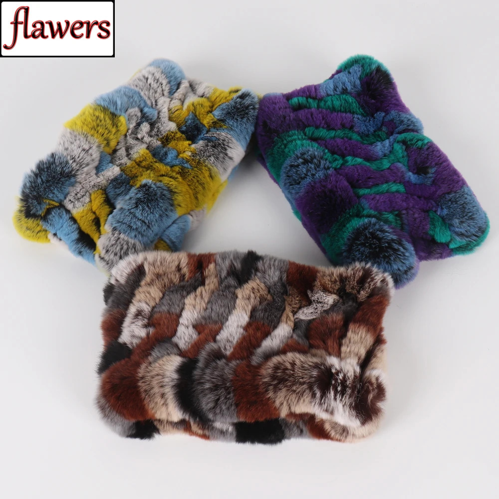 2025 Sell Women Good Elastic Real Fur Scarf Lady Knitted Rex Rabbit Fur Headbands Girls Natural Rex Rabbit Fur Ring Scarves 250814