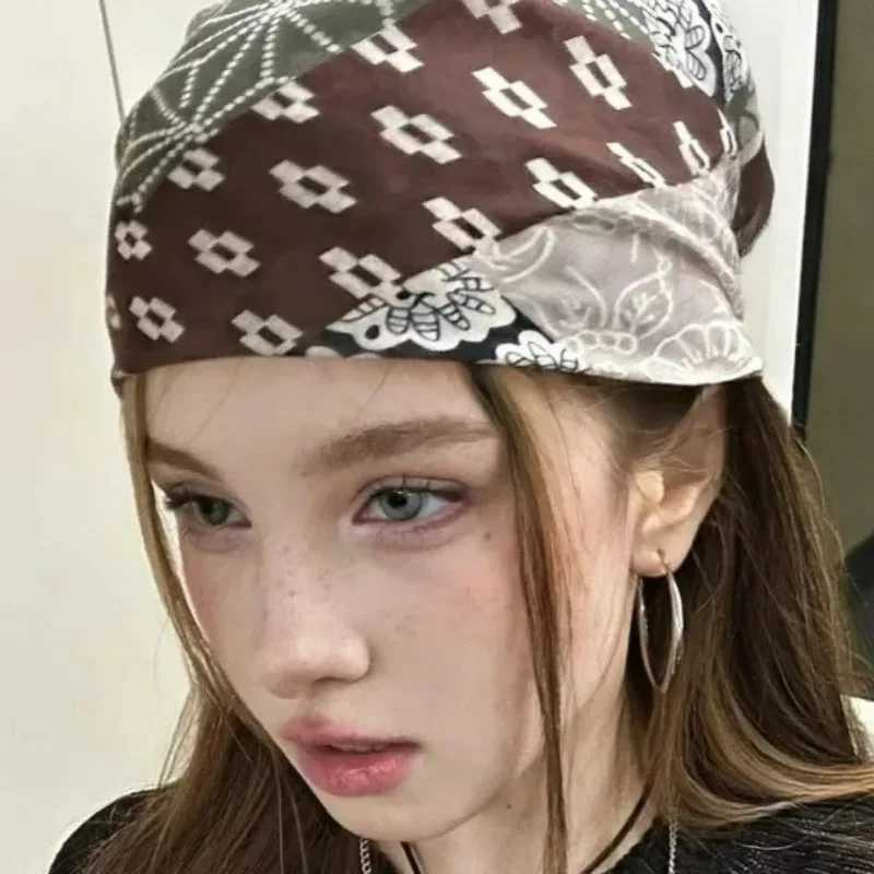 Fashion Y2K Girls Cotton Floral Neckerchief Women Korean Cotton Linen Square Scarf Elegant Neck Scarves Small Wraps Bandana 250815