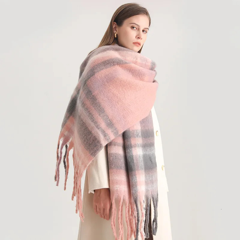 Korean Winter Cashmere Scarf Student Neck Thick Warm Shawl Men Women Tassel Scarves Bufanda Blanket Thickening 250813