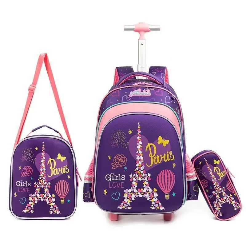 Kids Trolley Bag on Wheels School Wheeled Backpack for Boys Children School Rolling Backpack Set Girls School Roller Bag Mochila X250815