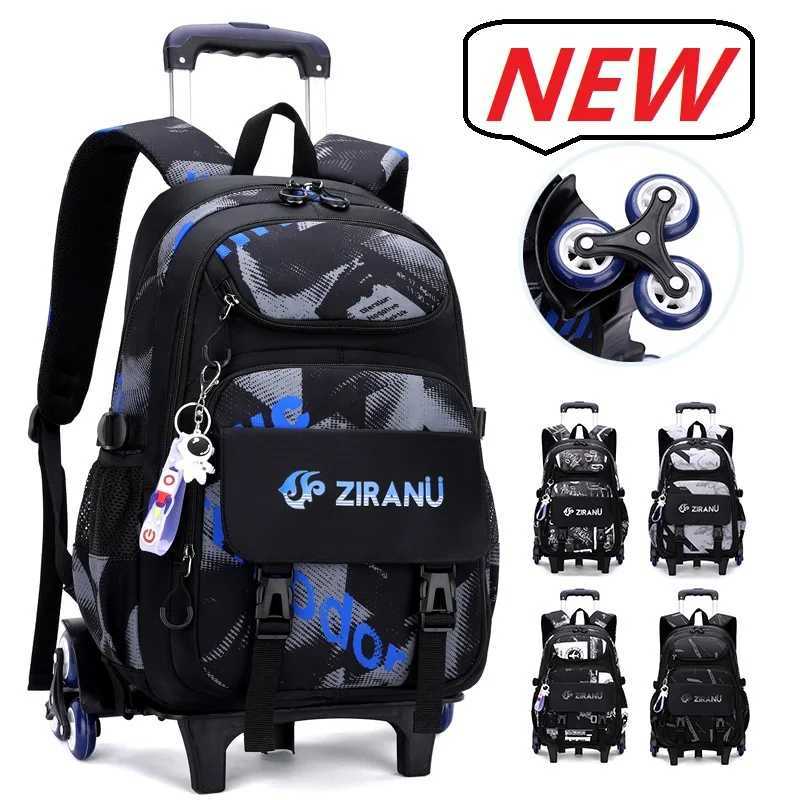 Nouveaux sacs d'école de chariot pour garçons école adolescente sac à dos pour enfants sac à roues sac à roues mochilas escarres pack de dos déta