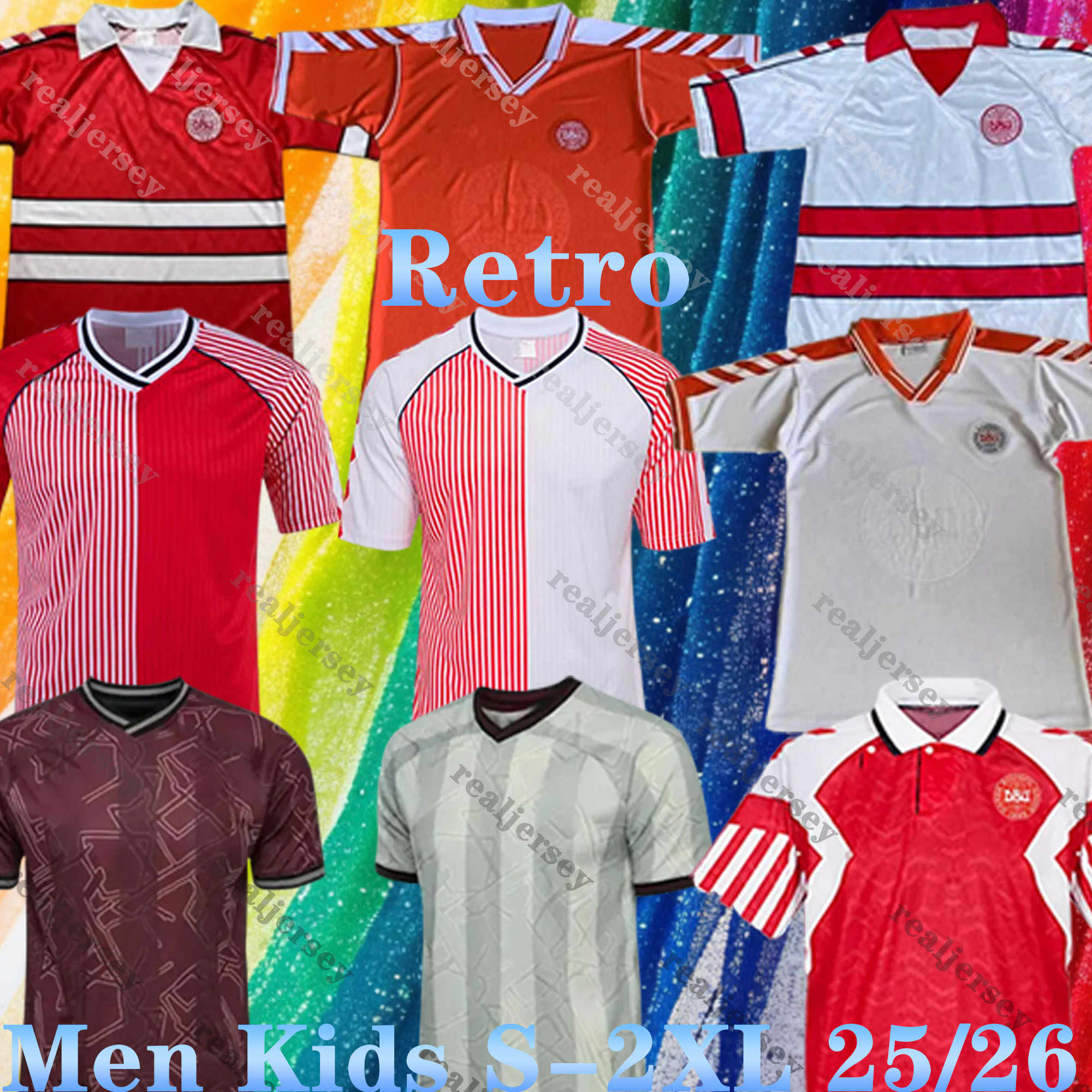 25-26 Denmark soccer jerseys Retro 86 87 Euro Cup National Team ERIKSEN DOLBERG CHRISTENSEN JENSEN 2024 2025 Football Shirt Home Red Away White M-image-998974656