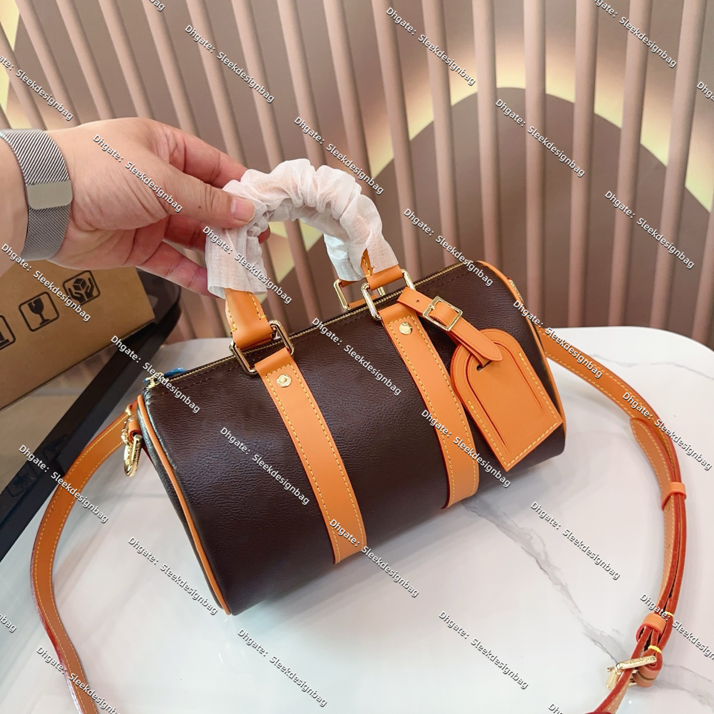 Luxury Designer Keepall 25 Men Women Bag Brown Flower Shoulder Crossbody luxe sleek design Travel Leather Purses