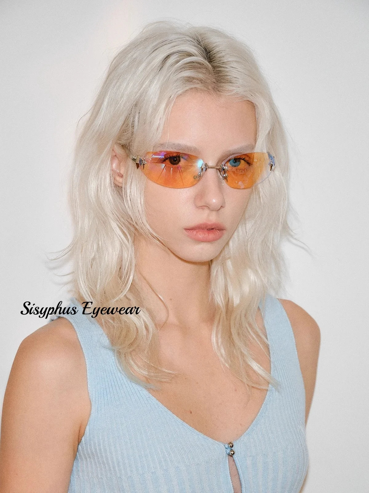 Y2K Fashion Retro Rimless Oval Sunglasses Womens Mens Sunglasses Punk Pop Rivet Star Small Sunglasses 250812