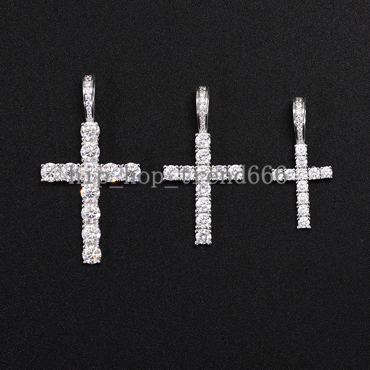 Diamond Cross Pendant Rapper Style 925 Sterling Silver 3mm-5mm Wide D Color Vvs Moissanite Diamond Hip Hop Jewelry