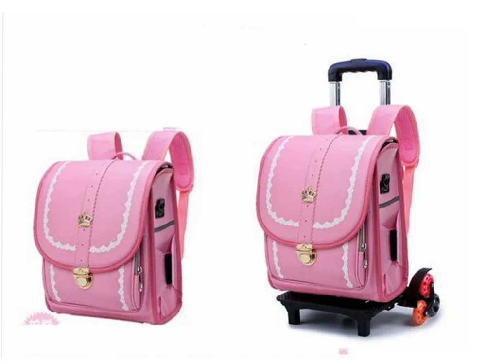Japan School Backpack Kid Orthopedic Wheeled Backpack Children PU Japanese Trolley Backpack Kids School Backpack Bags on Wheels X250815