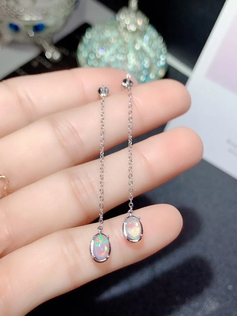 Oval 4*6MM Natural Opal Drop Earrings for Women 925 Sterling Silver Vintage Femme Gift Fine Jewelry Stone 250813