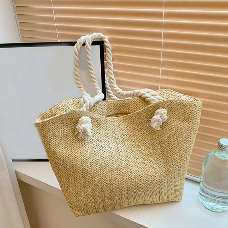 Women Raffia Large Capacity Tote Handbag Summer Beach Vacation Bohemian Shoulder Bag250813