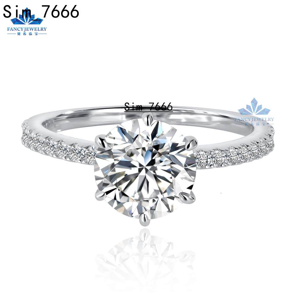 Factory Direct Sale Classic Six Claws 8mm Moissanite Ring 18k Gold Plated S925 Silver Promise Eternity Wedding Diamond Ring