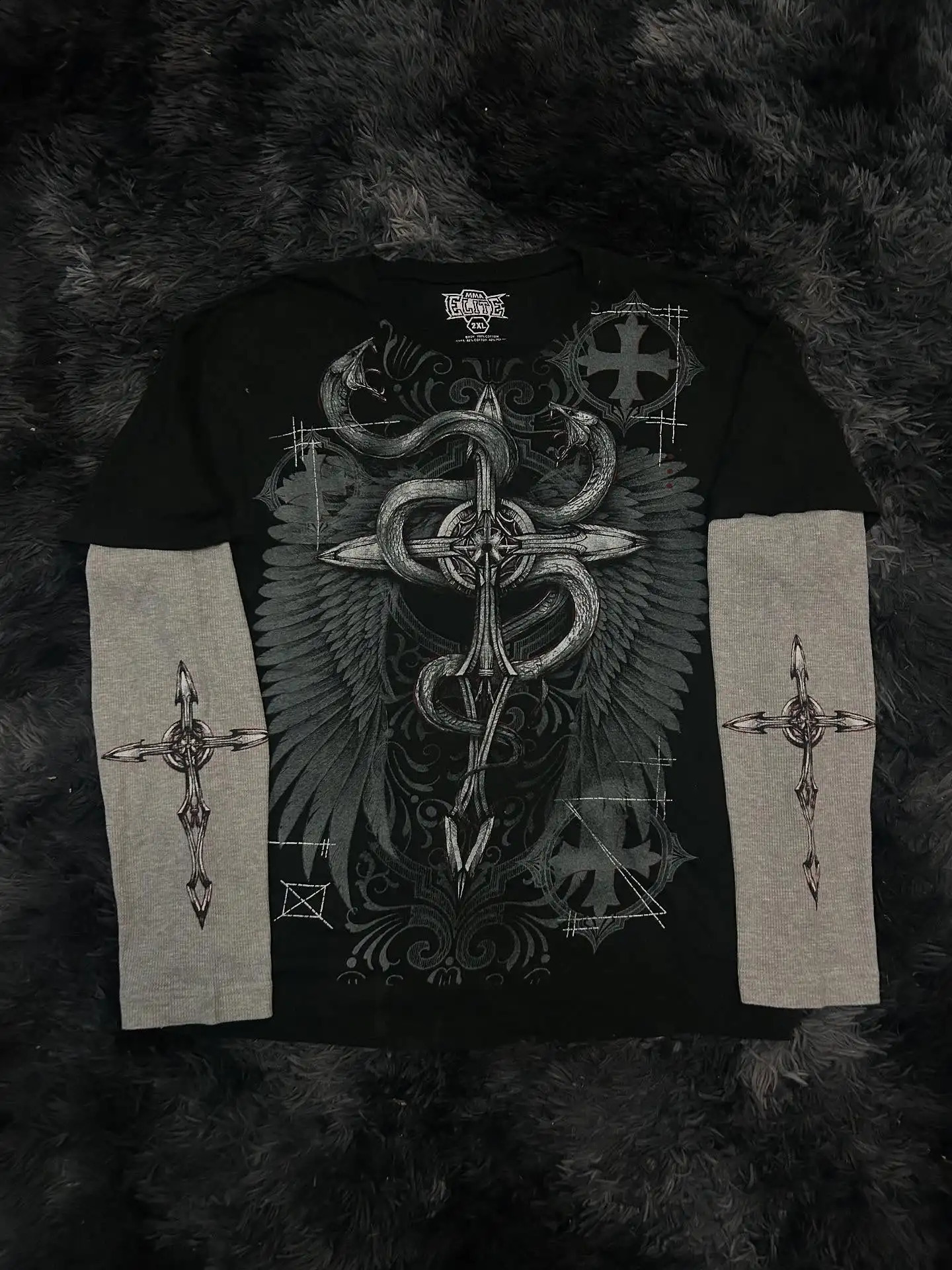 Street Y2K Oversized Long Sleeve MMA Elite T-Shirt Hip Hop Gothic Streetwear Unisex Couple Tee Summer Casual Fashion Street wear 250811