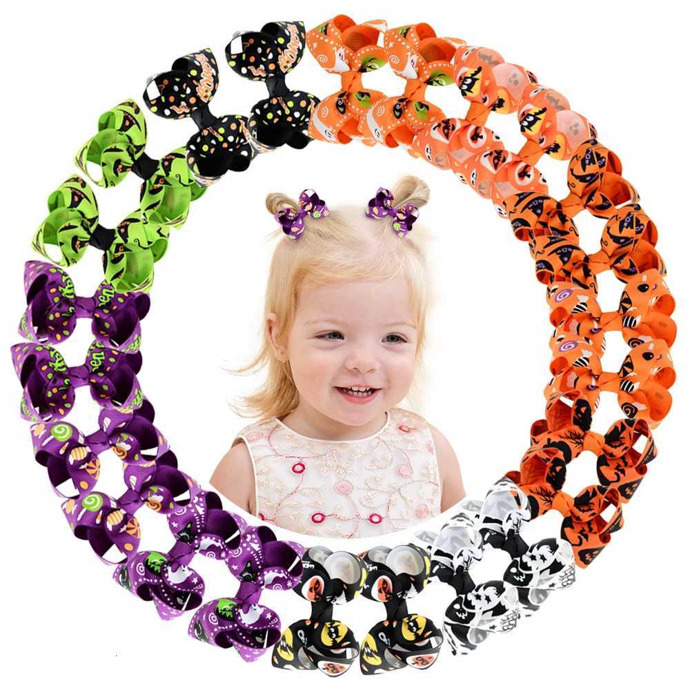 4pcs / set Halloween Day Hair Bows Clips for Baby Girls Pumpkin Devil Hairpins Kids Party Photography accessoires de cheveux Z250815