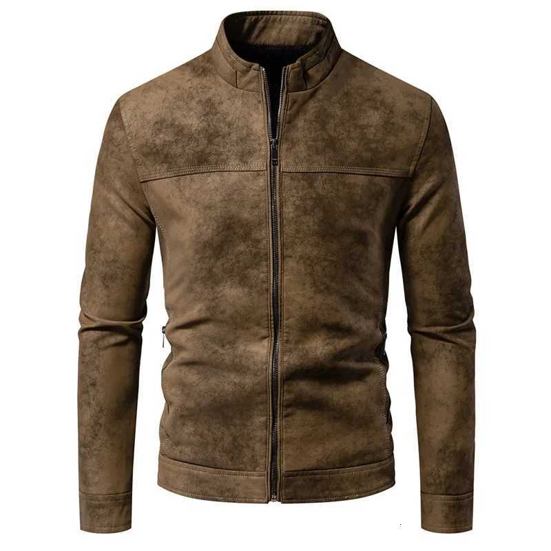 Spring Autumn Retro Leather Jackets Casual Mens Wear Tie Dyed Washed Matte Process Casual Outerwear Fashion Motorcycle Leather W250815