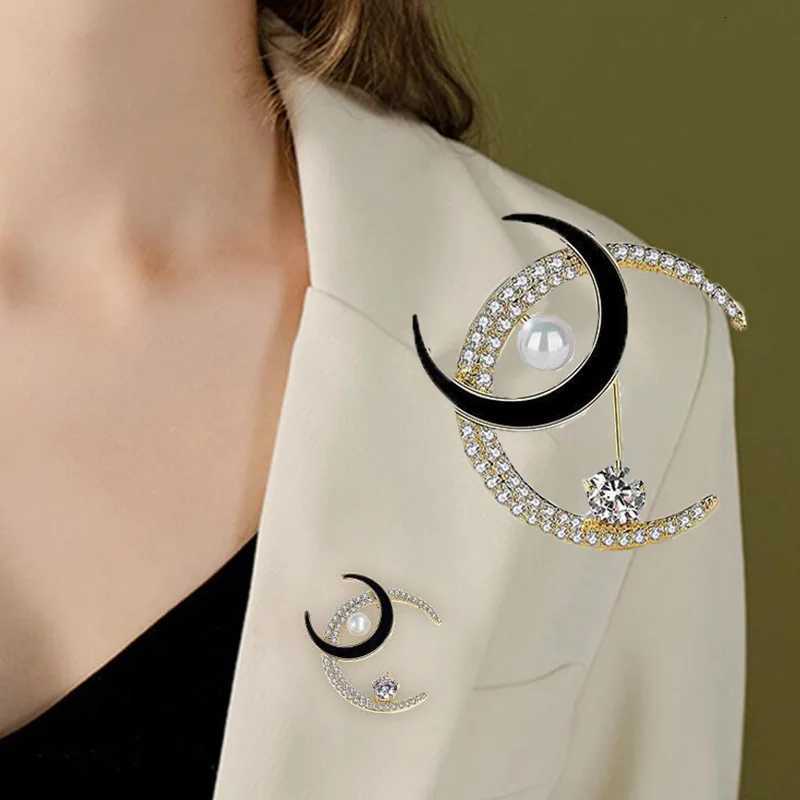 Skets Moon Star Rignestone exquise broche broche mode perles femmes élégants vêtements épingle de sécurité bijoux en cristal broches xj250815