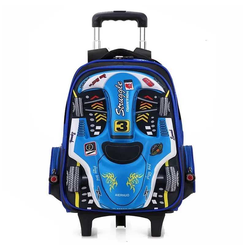 Sac de chariot d'école de style automobile pour enfants 3d Eva School Rolling Backpack Sac avec roues pour garçons Étudiant chariot sac à dos sac