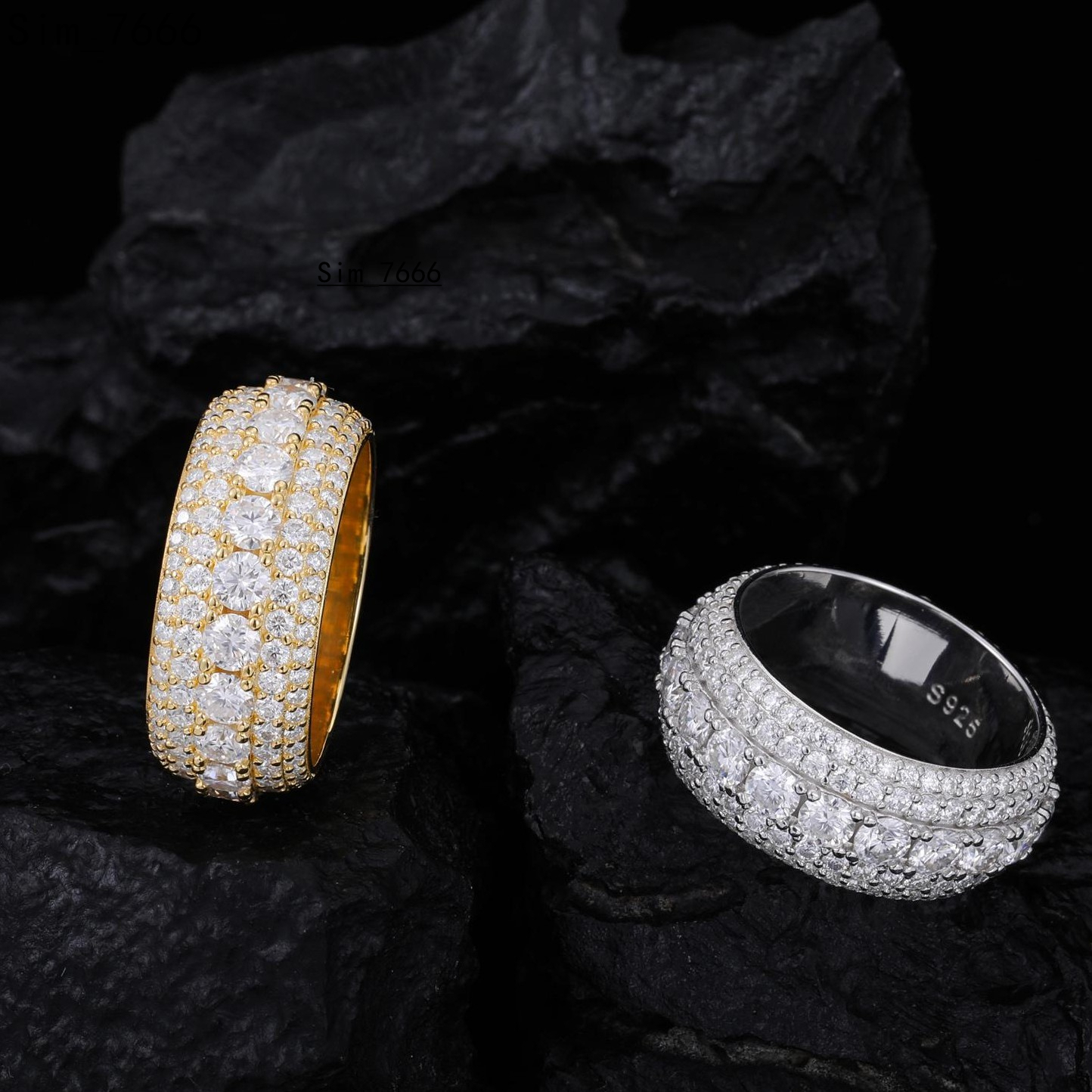VVS Moissanite Diamond ring 14K 18K Yellow Gold Plated Customized Hip hop Iced Out Custom Band Diamond Ring