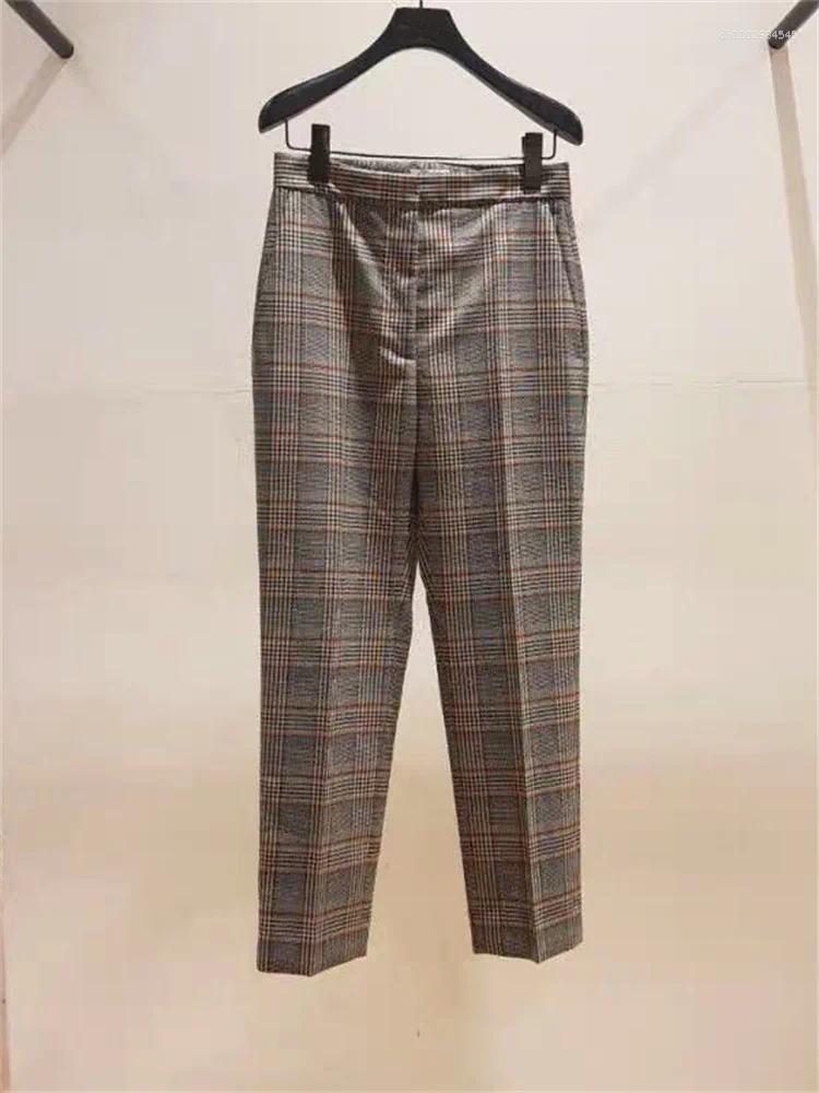 Pantalon féminin de style britannique pantalon rayé pantalon à taille haute la jambe droite de la cheville à la cheville pour les dames
