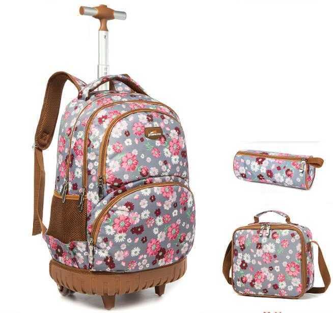 Girls School Rolling Backpack Bag Children School Wheeled Backpack School Trolley Backpack School Trolley Bags Set Lunch Bag X250815