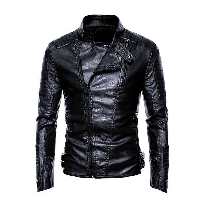 Leather jacket mens autumn and winter vintage motorcycle lapel waterproof jacket top tier jacket for men in Europe and America W250815
