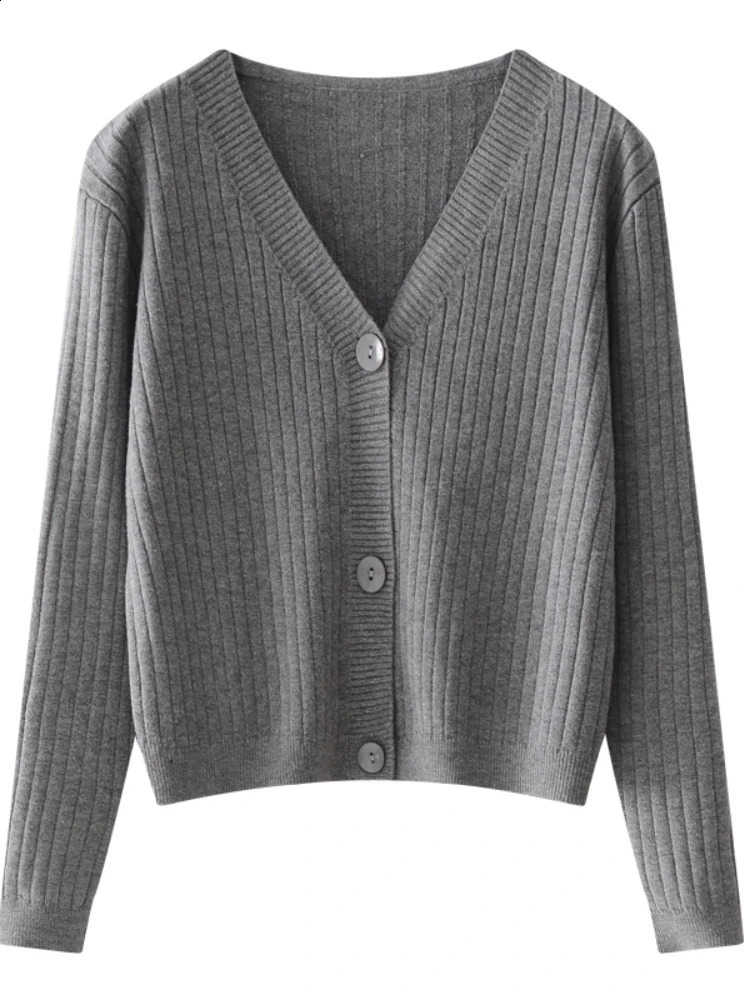 AOSSVIAO Women Cardigans Sweater Vneck Autumn Winter Knitted Solid Single Breasted Womens Sweaters 250815