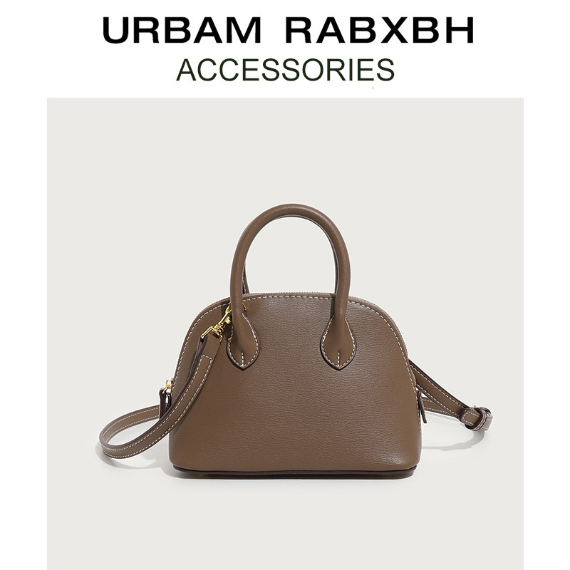 Niche High-End Genuine Leather Handbag for Women Winter New Mini Bowling Shell Single Shoulder Crossbody Bag