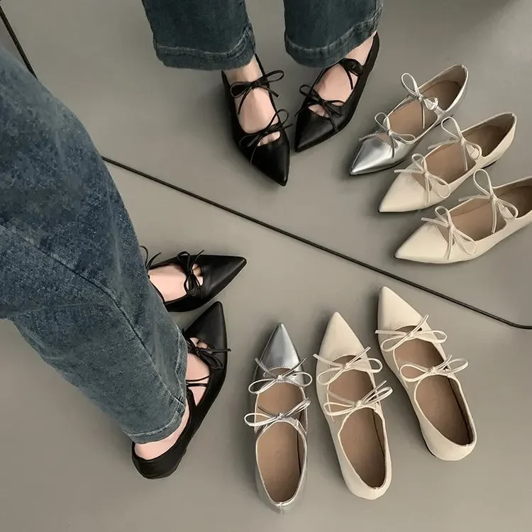 Shoes Woman Comfortable And Elegant Bow-Knot Casual Female Sneakers Pointed Toe Increas Height Soft Low Heels Oxfords Plat 250814