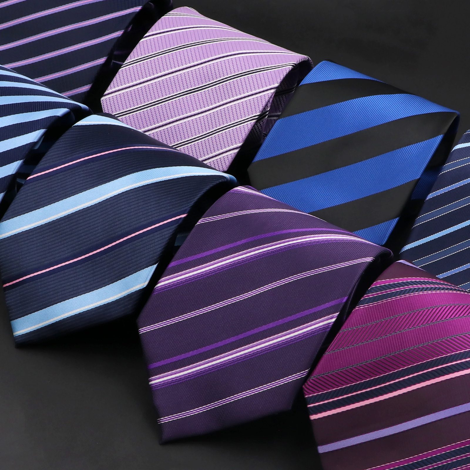 Classic Striped Necktie For Men 9cm Blue Pink Purple Thin Ties Fit Summer Wedding Party Business Office Daily Wear Cravat Gift 250815