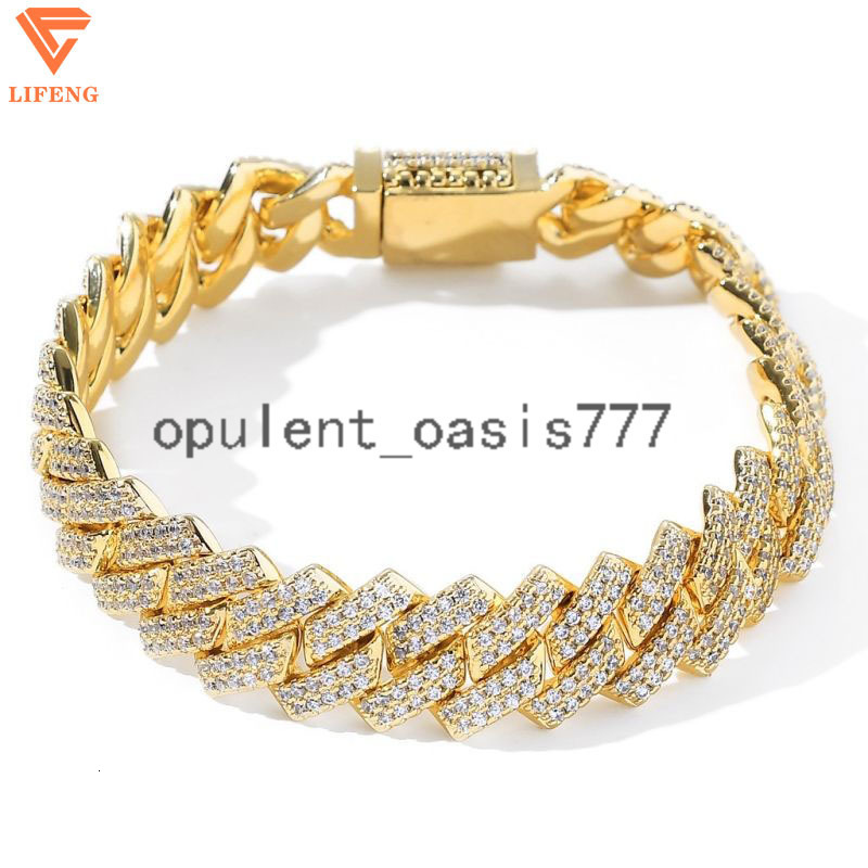 Custom 925 Sterling Silver Iced out Cuban Link Chain VVS Moissanite Gold Diamond Main Stone Mans Necklace Gift