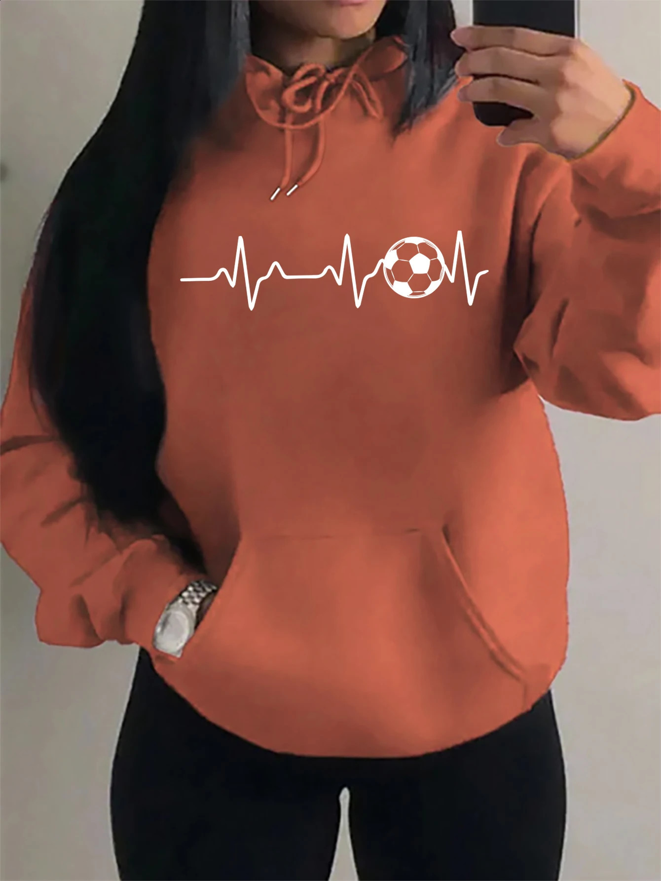 Football Electrocardiogram Personality n Women Hoody Harajuku Street Clothes Warm Sweatshirt Fleece Autumn Hoodies 250815