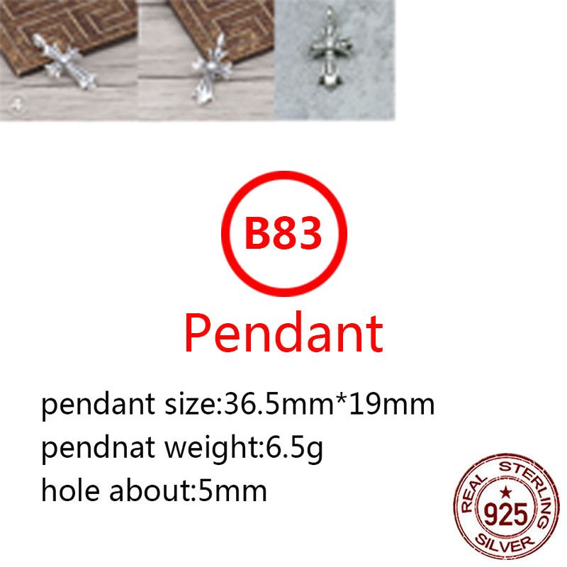 B83 S925 Sterling Silver Pendant Personalized Punk Style Retro Hip Hop Cross Flower Set Diamond Letter Shape Gift for Lover new