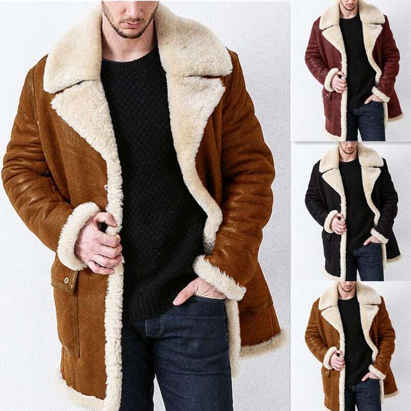 Clothing New Thickened Fur One Piece Men's Jacket Leather Long Coat