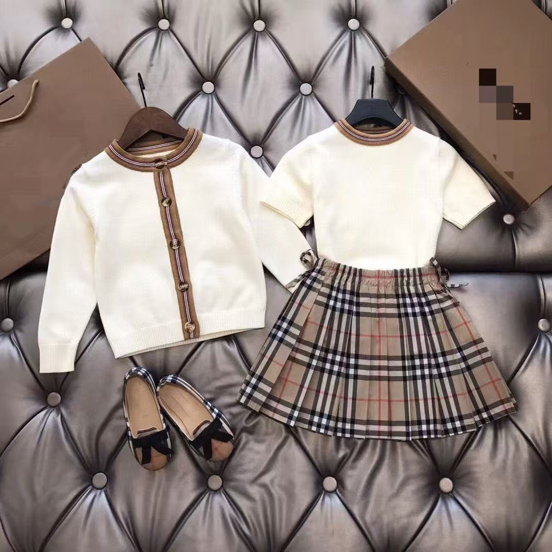 Designer Girl Dress Baby Girls High-quality Autumn And Winter Childrens Three-piece Set Pleated A-line Skirt Set For Girls Size 100cm-160cm T9 M2-image-1095348040