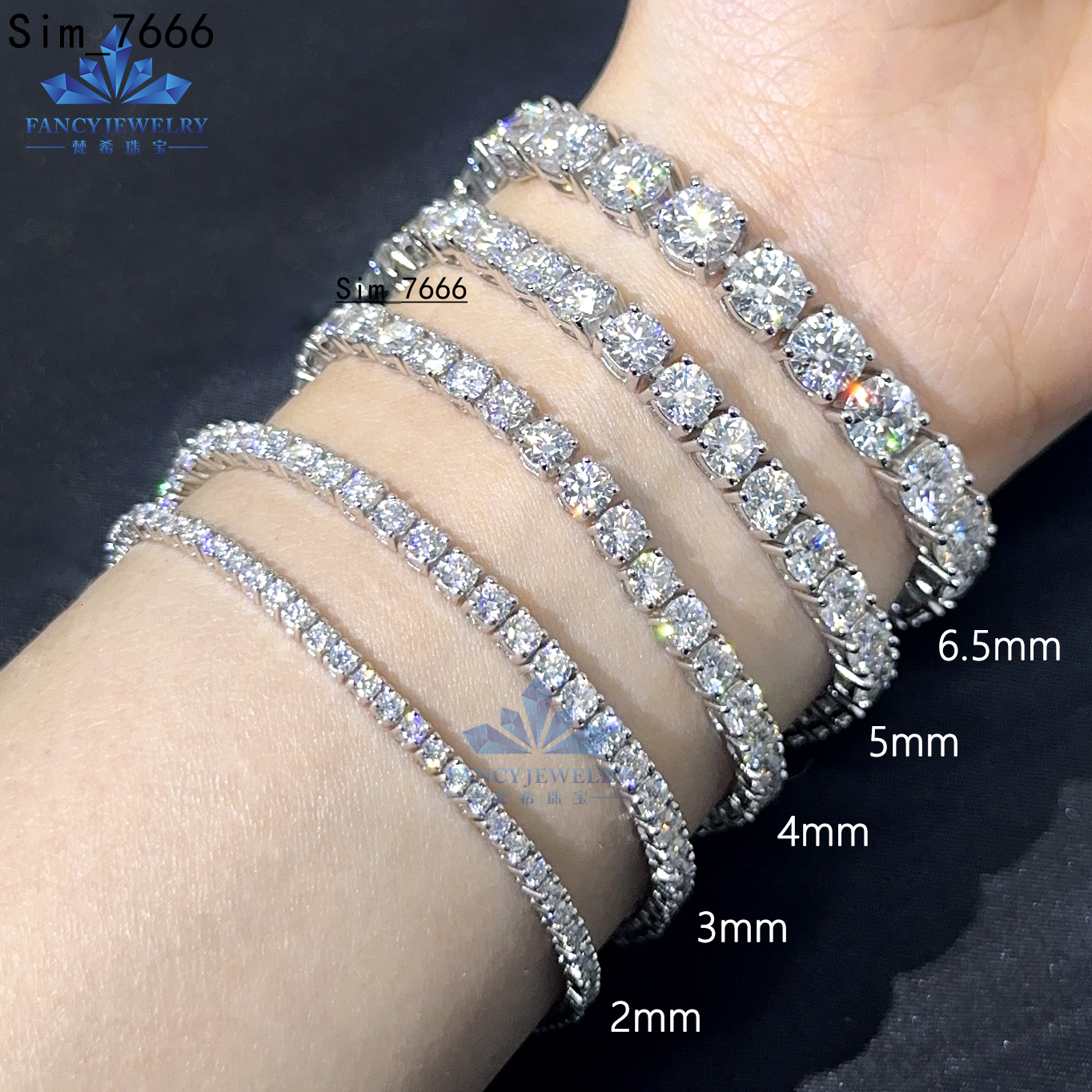 2025 New Arrival Fashion 925 Sterling Silver Iced Out Tennis Bracelet VVS Moissanite Hip Hop Jewelry