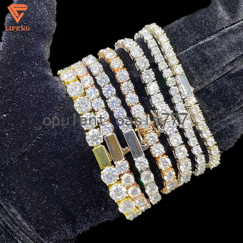 925 Bracelet Moissanite en argent sterling 3 mm / 4 mm / 5 mm / 6 mm / 8 mm VVS VVS MISSANITE TENNIS CHAMP Men de liaison Bracelet