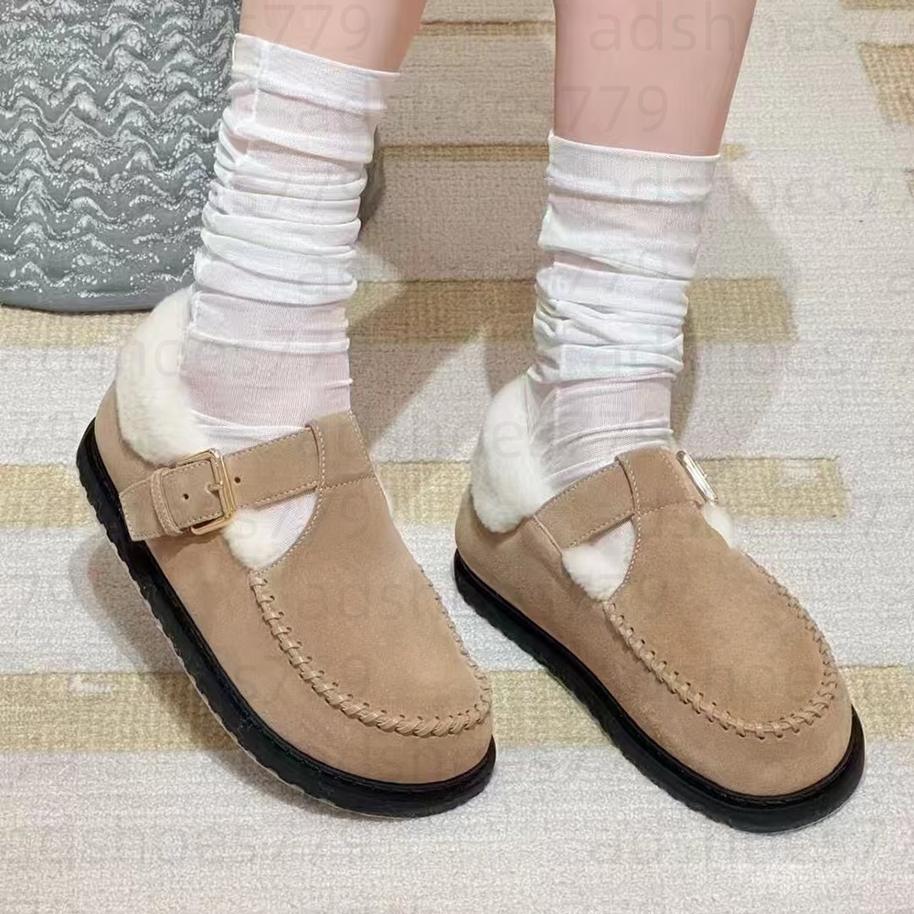 Women's keep warm wool Loafers mule Luxury Designer Wool foot pads Dress Shoes casual shoes genuine leather top quality factory footwear 35-42