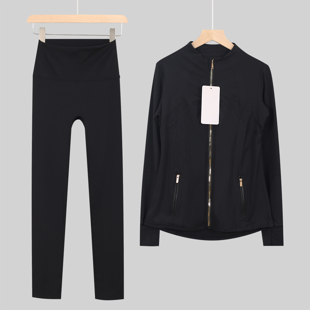 2 pièces Yoga Ensemble Leggings de couleur unie de haute qualité pour femmes