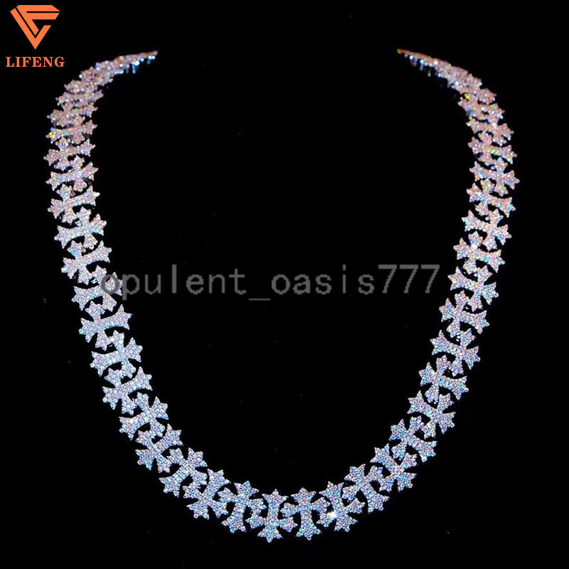 Lifeng Jewelry Miami Custom Necklace Iced Out VVS Moissanite and 925 Sterling Silver Rose Gold Plated Chain Fashion Jewelry