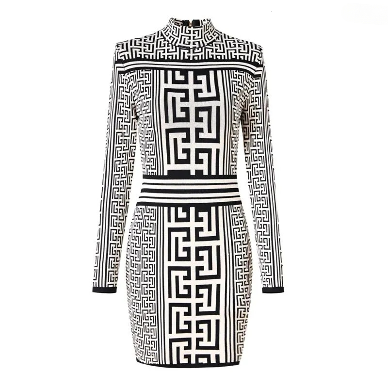 Robe femme décontractée automne motif géométrique vintage en tricot haute qualité