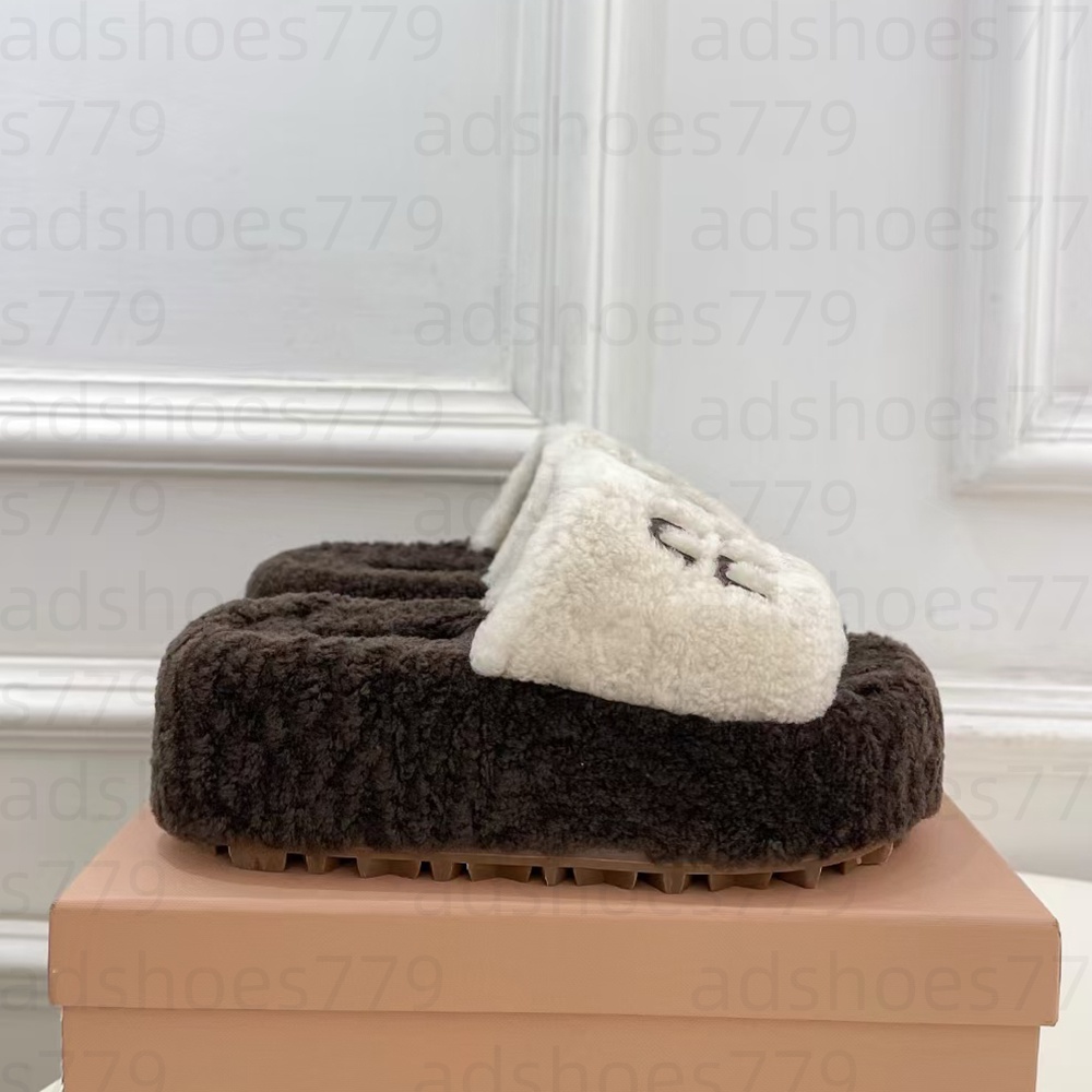 Women's Wool Platform slippers mule Luxury Designer Wool foot pads slippers casual sandals genuine leather top quality factory footwear 35-42 w
