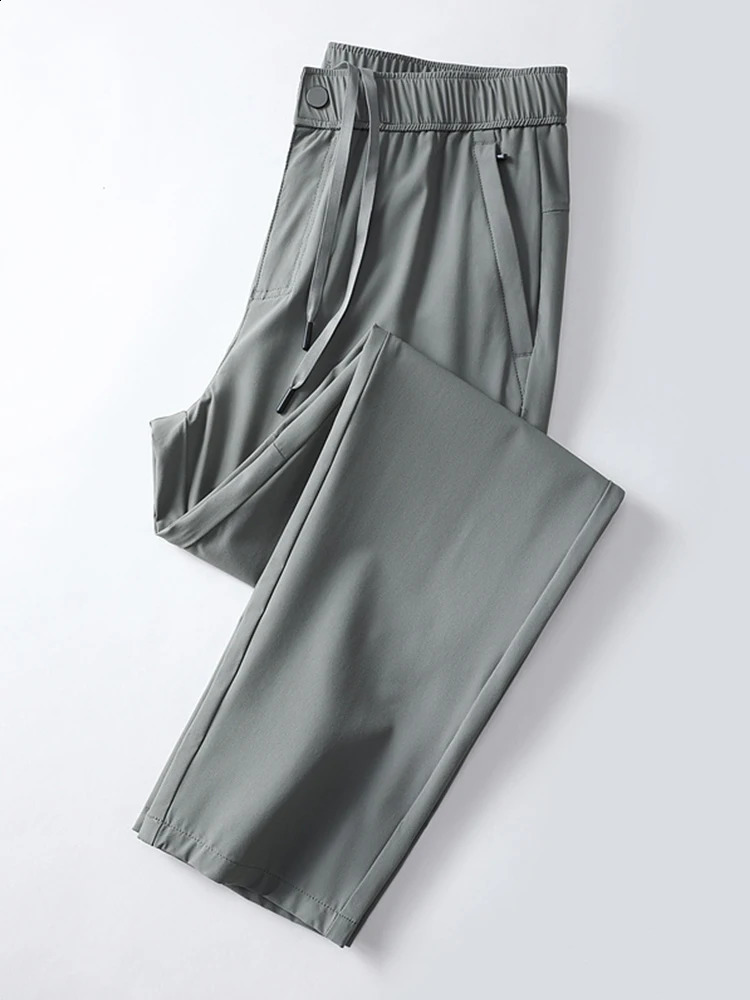 Summer Mens Casual Pants Korean Fashion Outdoor Ice Silk Light Cool Quick Dry Golf Pants Male Elastic Waist Straight Trousers 250808