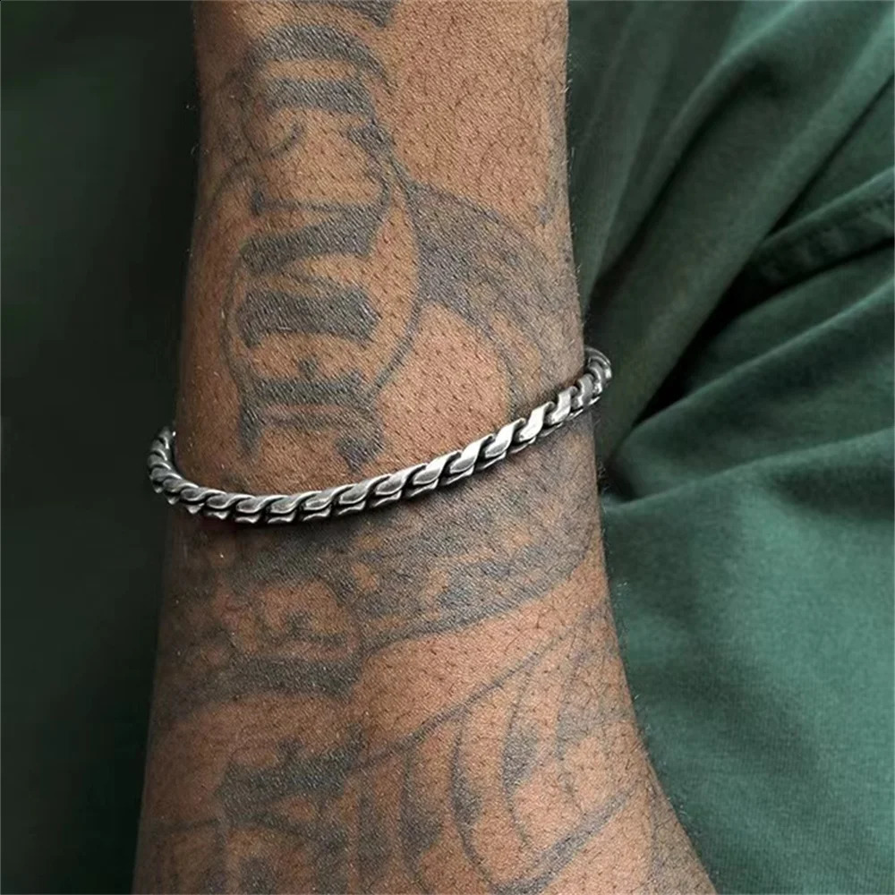 5mm Retro Silver Color Mens 316 Stainless Steel Bracelet Hip Hop S Alloy Bracelet Fashion Jewelry Retro Bracelet Accessories 250812