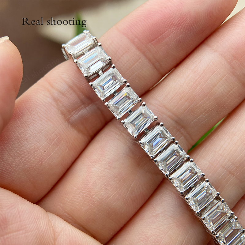 4x6mm Emerald Cut Moissanite Diamond Bracelet for Women Special Original 925 Sterling Silver D Color Moissanite Bracelet Wedding Jewelry Gift