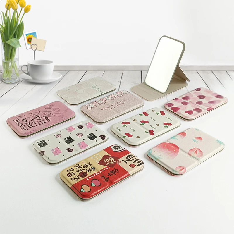 PU Le cuir PU PORTABLE MINI MADEUP MIRMOR DE POCKEUR ANGLE RÉGLABLE BURANCE PLIMENT