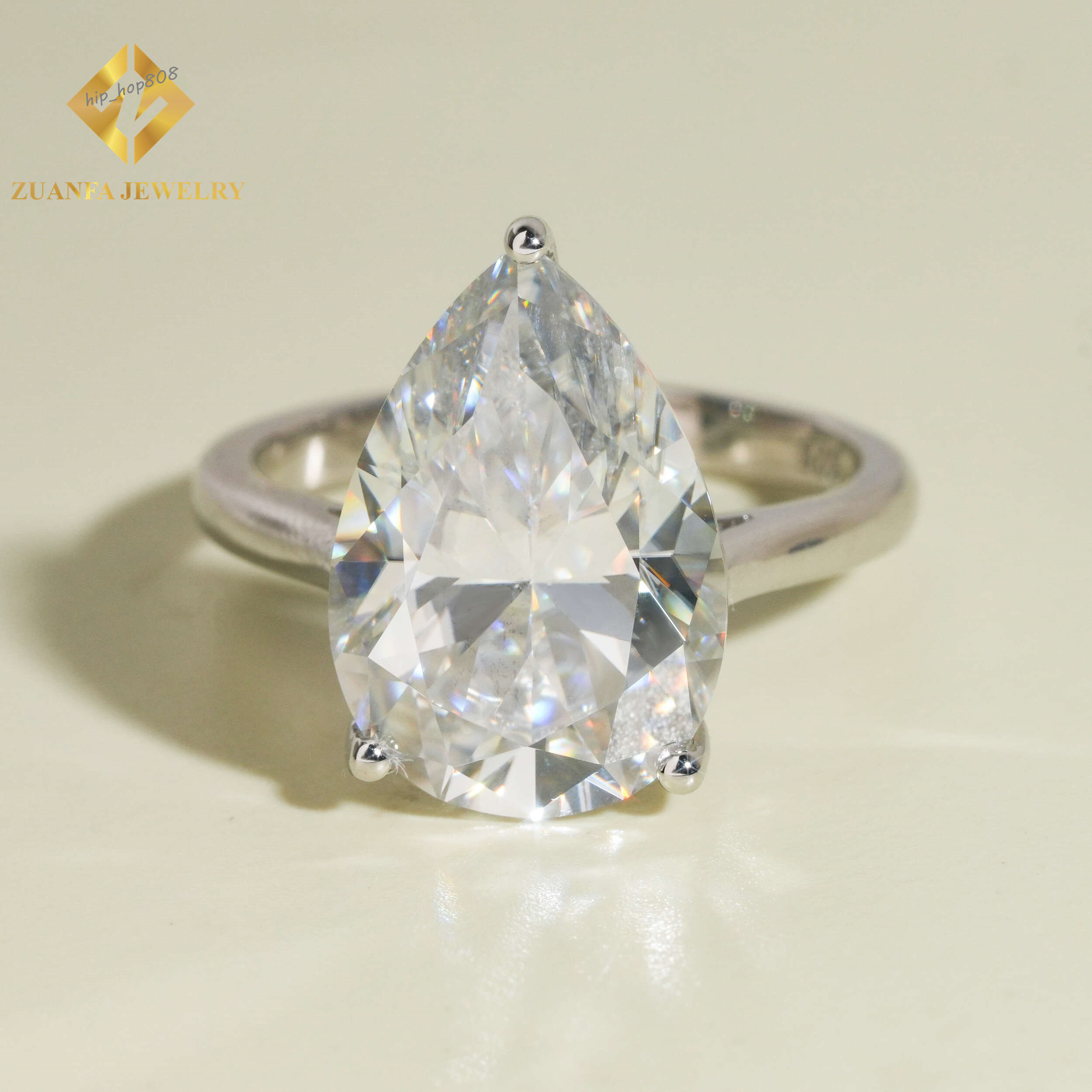 Pear Cut Big Moissanite Stone 925 Sterling Silver VVS Moissanite Rings Jewelry Diamond Engagement Rings for Women