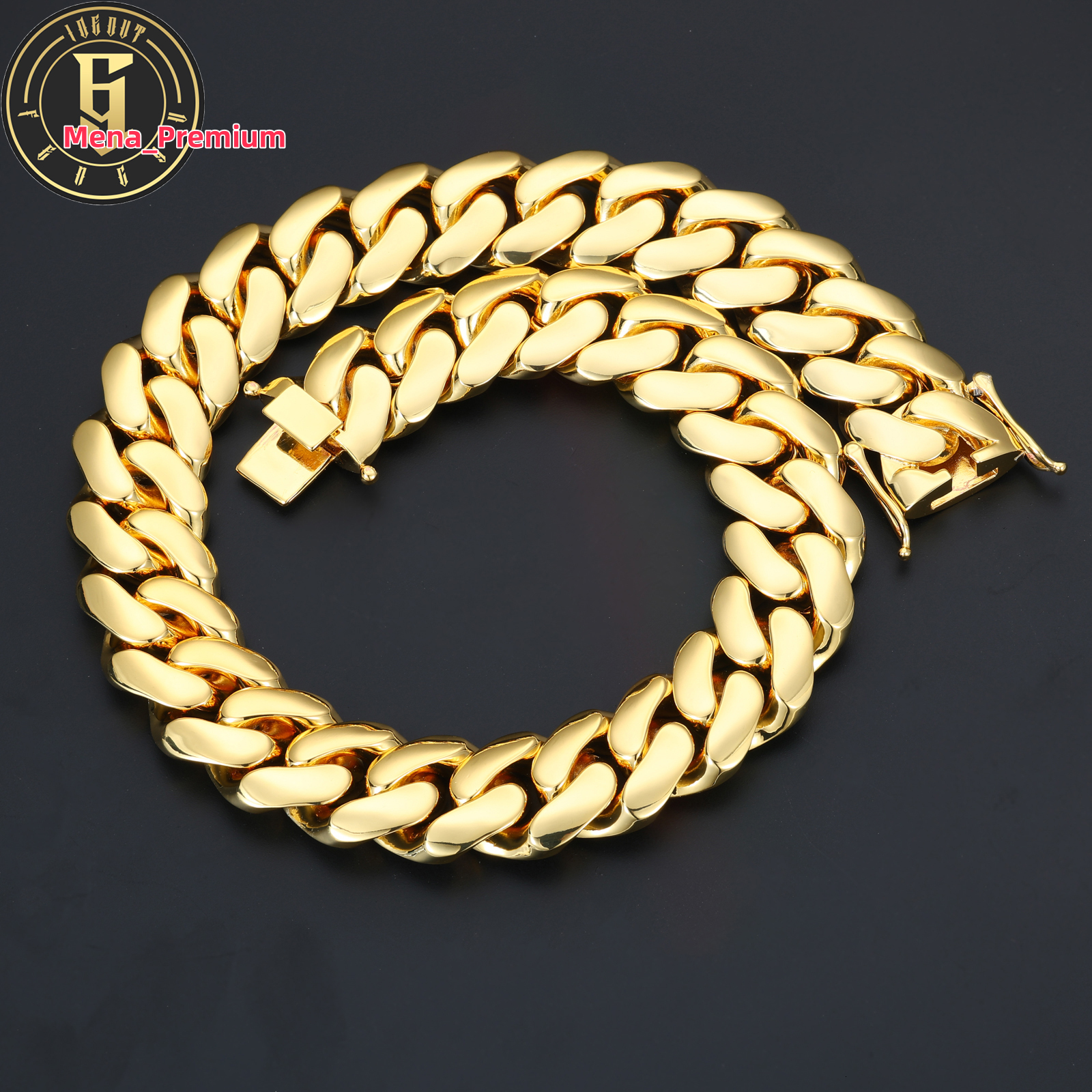 Chunky 22mm Necklace Wholesale Gold Plated Brass High Quality Hip Hop Jewelry Miami Cuban Link Chain for Men
